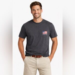 Vineyard Vines Gray Graphic Pocket Tee Men’s L American Flag Lettuce Play Casual